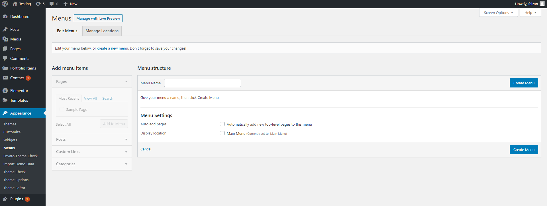 Create Menu